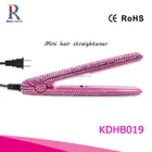 Professional cute pink shining bling crystal magical steam dryer mini portable hair straightener