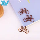 Customized Promotional gift cute size golden bike shaped paper clip colorful bicycle design metal wire clips