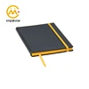 Custom rounded corner yellow edge faux leather notebook with elastic strap