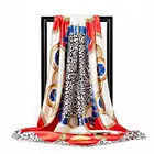 Silk Scarf Woman O Dot Print Neckerchief Foulard Luxury Brand Large Shawls Stoles Satin Square Head Scarves Wraps 90cm