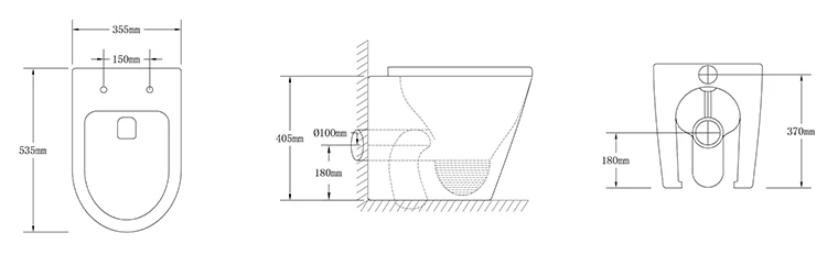 Good Sanitaryware Watermark Wc Ceramic Wall Hung Toilet with Bathroom Accessories