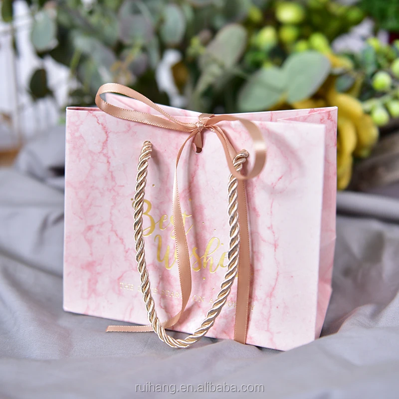 fantastic blush pink/white marble design gift bags paper bags