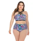 Guangzhou Factory Sexy Straps High Waist Plus Size Swimwear Bikini For Fat Women