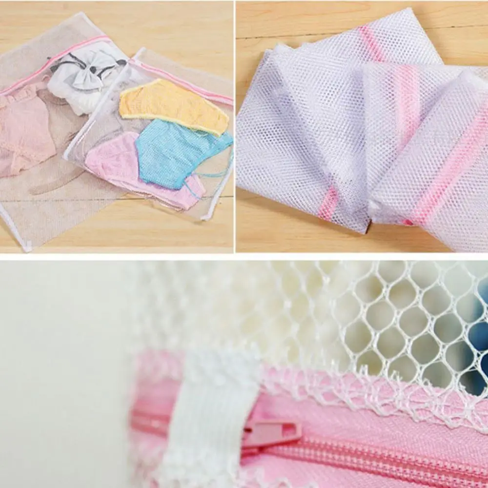 3 Sizes Zippered Mesh Laundry Wash Bags Foldable Delicates Lingerie Bra Socks Underwear Washing Machine Clothes Protection Net