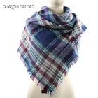Womens 100% acrylic plaid square blanket brushed scarf