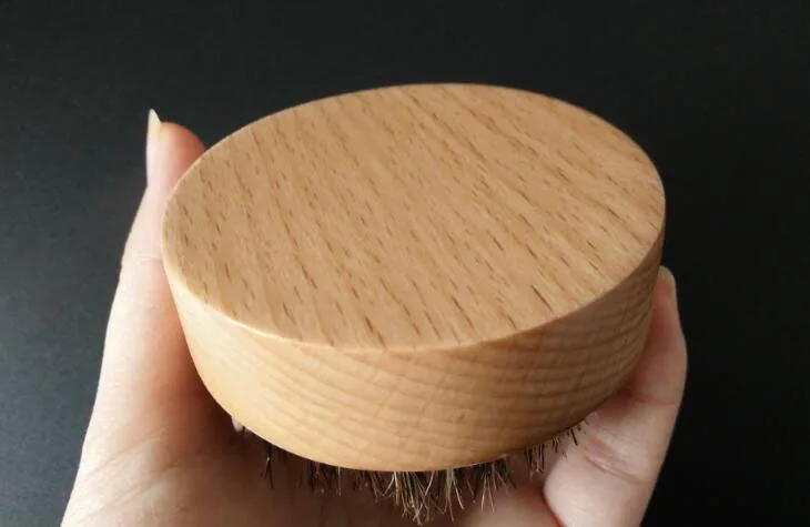 Boar bristles brush, round, beech brush, male special beard brush, engraving logo
