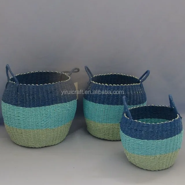 woven basket with handles