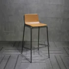 Vintage metal bar chair restaurant leather seat industrial bar stool