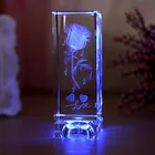 2016 hot sale 3D laser engraving rose flower crystal cube crystal wedding gift