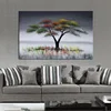 landscape digital oil painting on canvas with wooden frame for decor