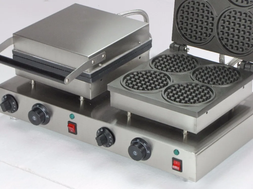 Double Head 220v Commercial Electric rectangle cone waffle baker _round waffle maker