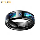 Abalone Shell Inlay 8mm Men's Abalone Shell And Cubic Zirconia Inlay Tungsten Rings
