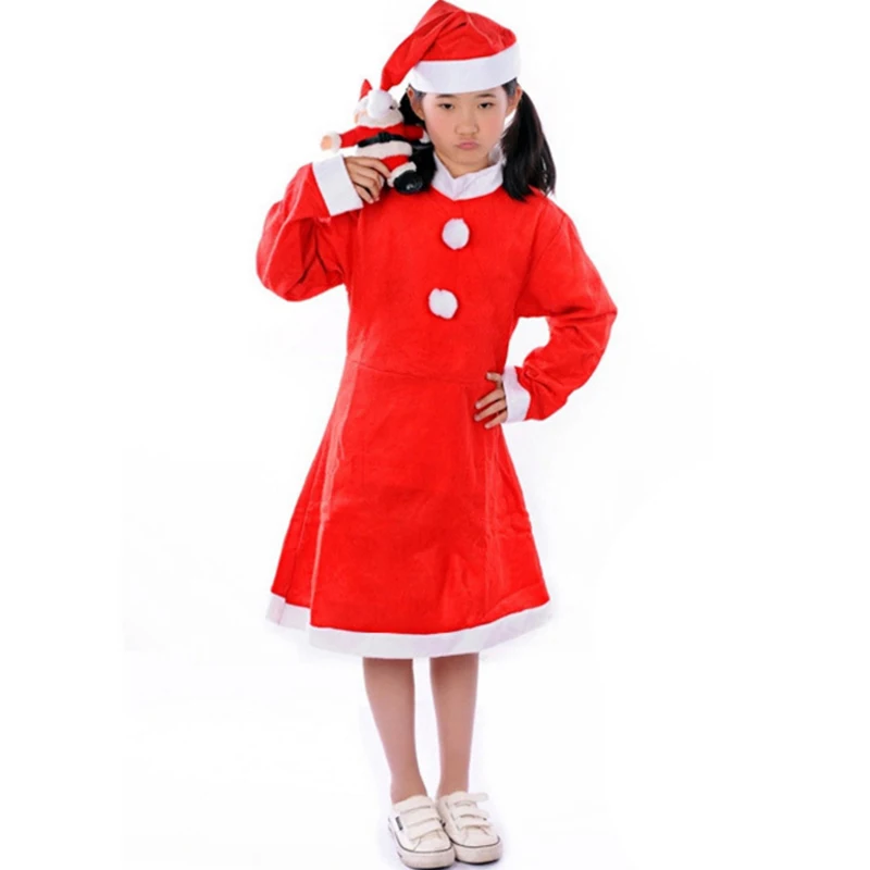 Милые рождественские, детское платье для девочек Санта-Клаус Косплей костюмы для вечеринки