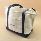 Heavy cotton canvas tote bag with inside and outside pockets, Custom color size plain cotton bags