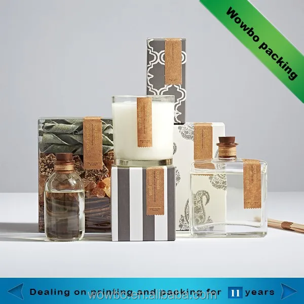 eco friendly kraft paper candle gift box with label