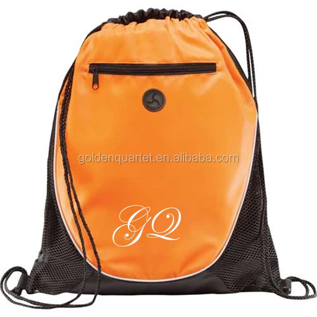 factory price drawstring backpack with earbud port 210d