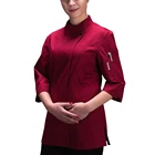 Oem fashion hot sell restaurant hotel bars kitchen 235gsm 65% polyester 35% cotton chef uniform