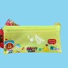 Blight PVC plastic zip pencil pouch with button XYL-D-S397