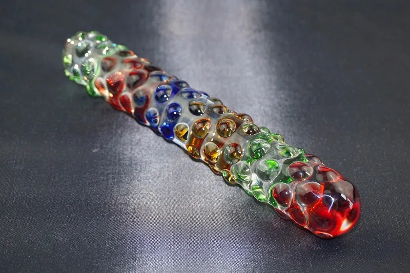 Regenbogen bunt gepunktete pyrexglas dildo großen penis