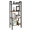 Vintage metal frame furniture industrial wooden shelving unit bookshelf leaning ladder style bookcase