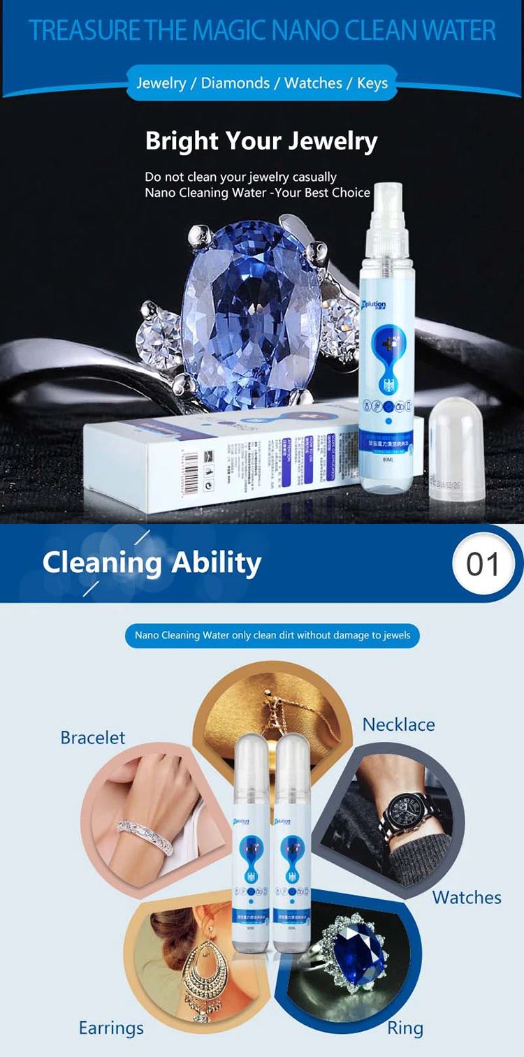 nano water spray jewelry cleaner liquid