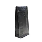 Coffee Bean Matt Black Block Bottom Resealable Printed Plastic Aluminum Foil Side Gusset Coffee Bag With Valve