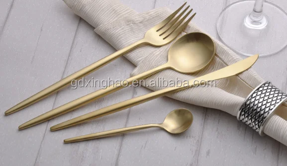 High Quality Matte Golden Cutlery Set 18/10 Spoon Fork Knife