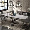Nordic marble table rectangular light luxury matte black dining table designer post-modern minimalist conference table