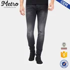 Wholesale 2017 custom black super skinny fit rip repair jeans for men