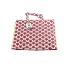 Factory sale super quality red flowers printing rectangle yellow edge reusable shopping bag