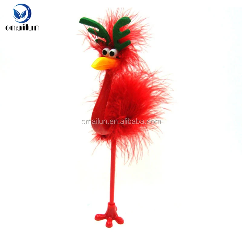 novelty plastic bird ostrich feather gift ballpoint pen