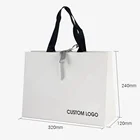 Custom Print Logo Reusabl Luxury Printed White Boutique Gift Packaging Commercial Shopping Paper Bag