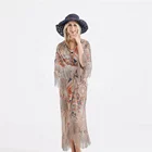 British style printed fringe cover up beachwear kaftan beachwear women boho casual dress
