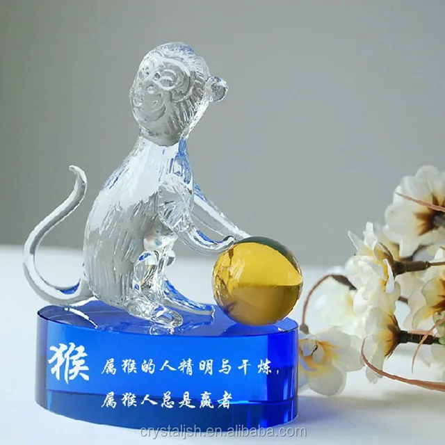 crystal lucky monkey modle handmade glass crafts birthday gifts