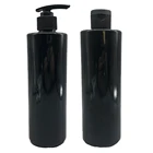 500ml 16oz Plastic PET boston round black cosmetic shampoo cleanser bottle for Cosmetics