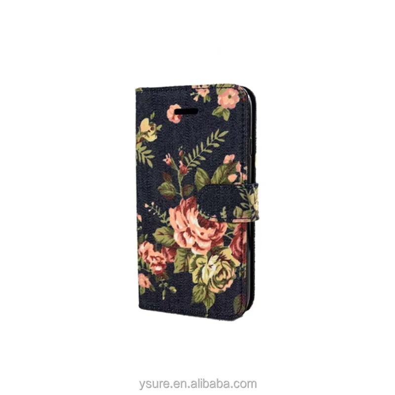 Flower Pattern Fabric Leather Phone Case For LG G Flex 2 With PVC ID and credit card slots