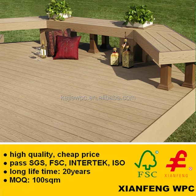 Long Life Time WPC Boards Outdoor Wood Grain Wood Plastic Composite Decking