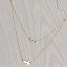 925 sterling silver MOP evil eye pendant with cross double chain necklace jewelry