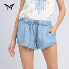 Hot Shorts Pants Plain Women Accept Custom Elastic Waist Plain Dyed Tencel Short Jean Shorts Women Pants