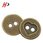 Sewing Round Shaped Metal Antique Brass Malay Polo Covers 2 Holes Logo Custom Button For Shirt