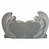 Custom Designs Light Grey Granite double heart shaped headstone tombstone,angel holding heart headstone, Angel Grave Stone