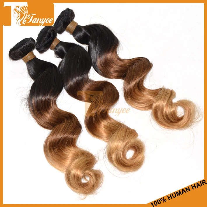 Ombre Hair Weave Loose Wave Cheap Brazilian Hair 3pcs Lot Three Tone Ombre Virgin Hair Extensions Human Hair Weft Products