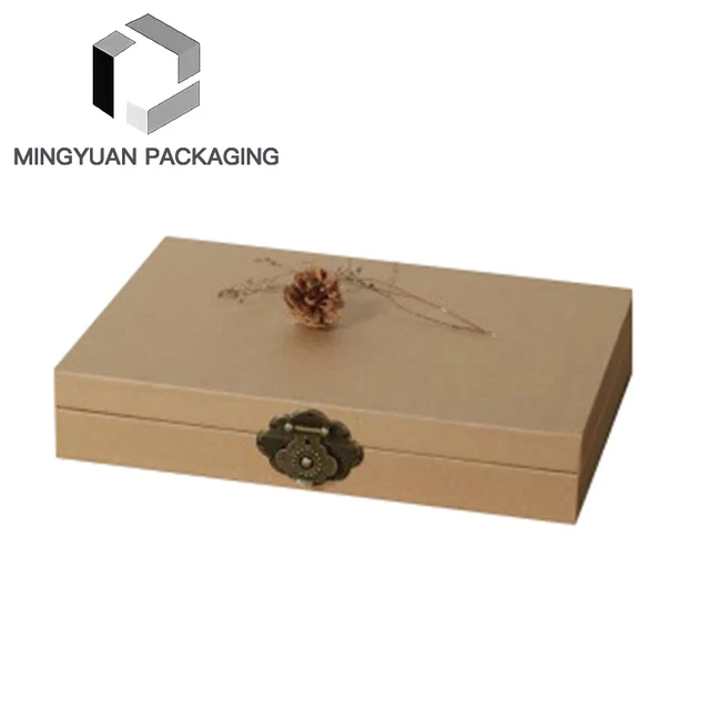 custom retro kraft paper packaging craft gift use box with lock