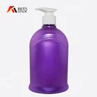 Factory price unique round purple empty 500ml PET plastic body lotion shampoo bottle for skin care with lotion pump