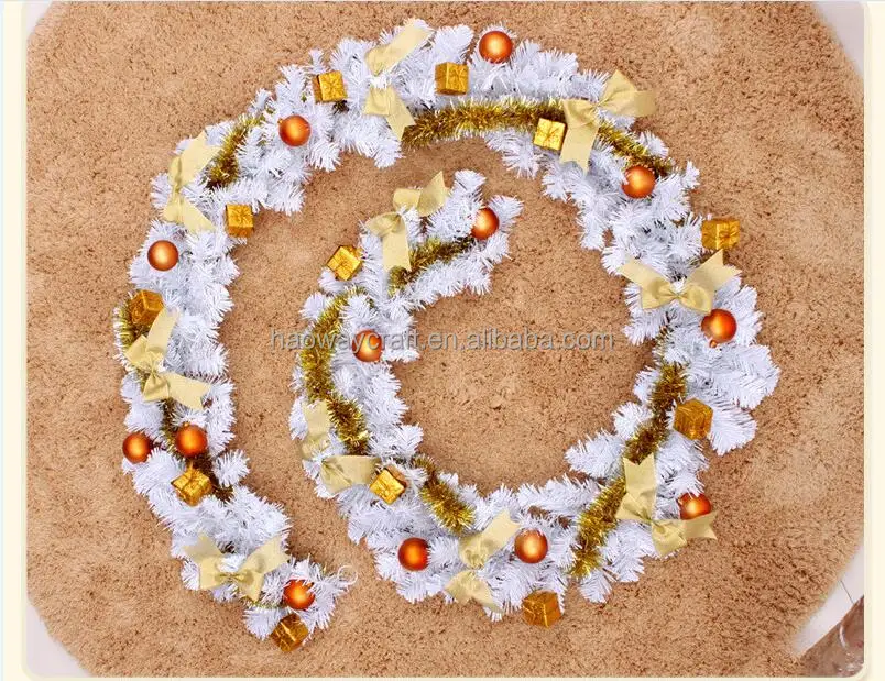 artificial christmas decoration tinsel garland gold color
