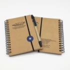 custom print mini size kraft cover spiral recycle notebook with pen