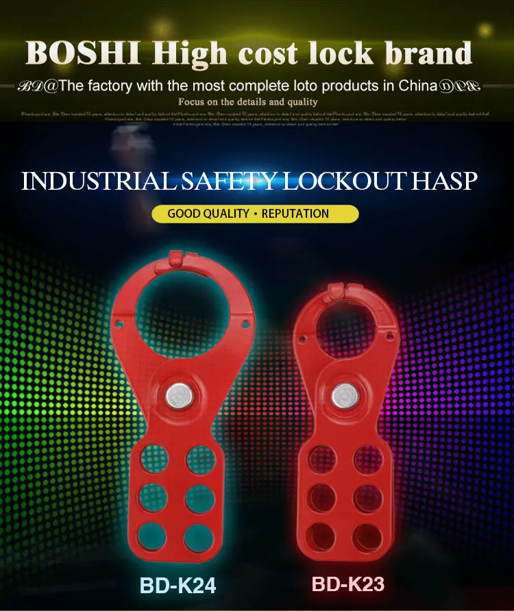 BOSHI Super September Customized Steel Material Red Safety Lockout Hasp With 6 Padlocks