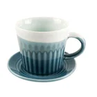 Coffee 8OZ Customize Pack 2 Coffee Cup With Tray/Saucer White And Blue