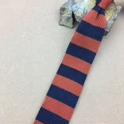 Business Necktie Set Orange Blue Stripe Knitted Silk Ties Men