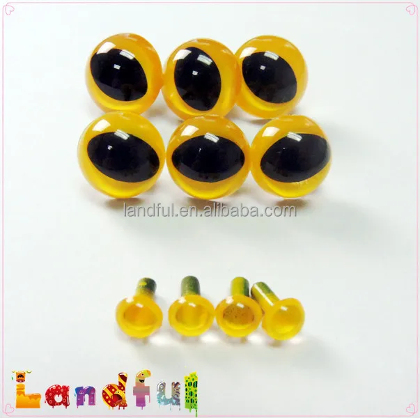 15mm Yellow Plastic Cat Eyes Safety Cat Eyes Animal Eyes Craft Toy